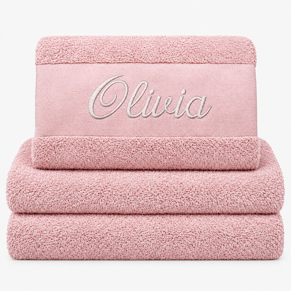 Powder pink towel with name