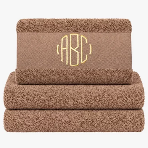 Brown towel with monogram