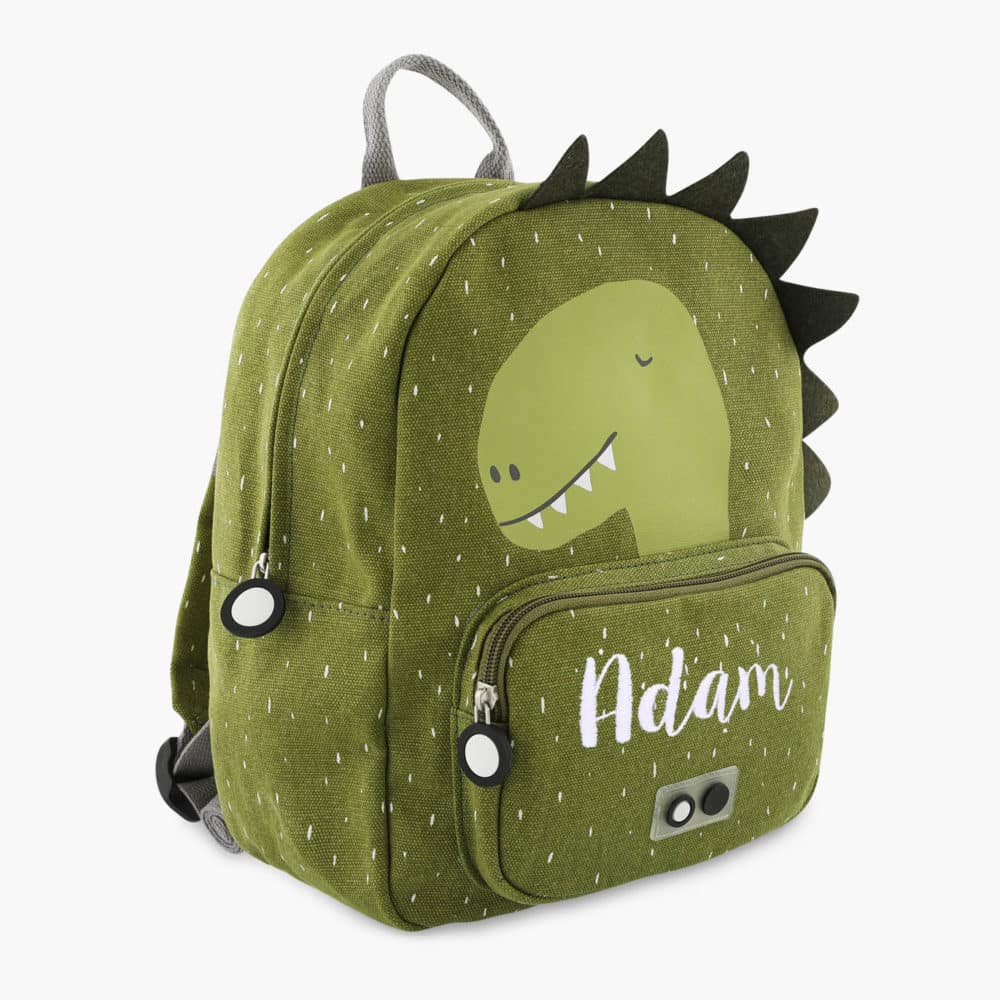 Personoitu lasten reppu nimellä ja dinosaurusaiheella