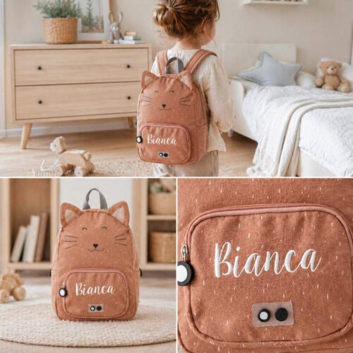 Lasten reppu nimellä – Mrs. Cat Ryggsäck med namn broderat, barnryggsäck